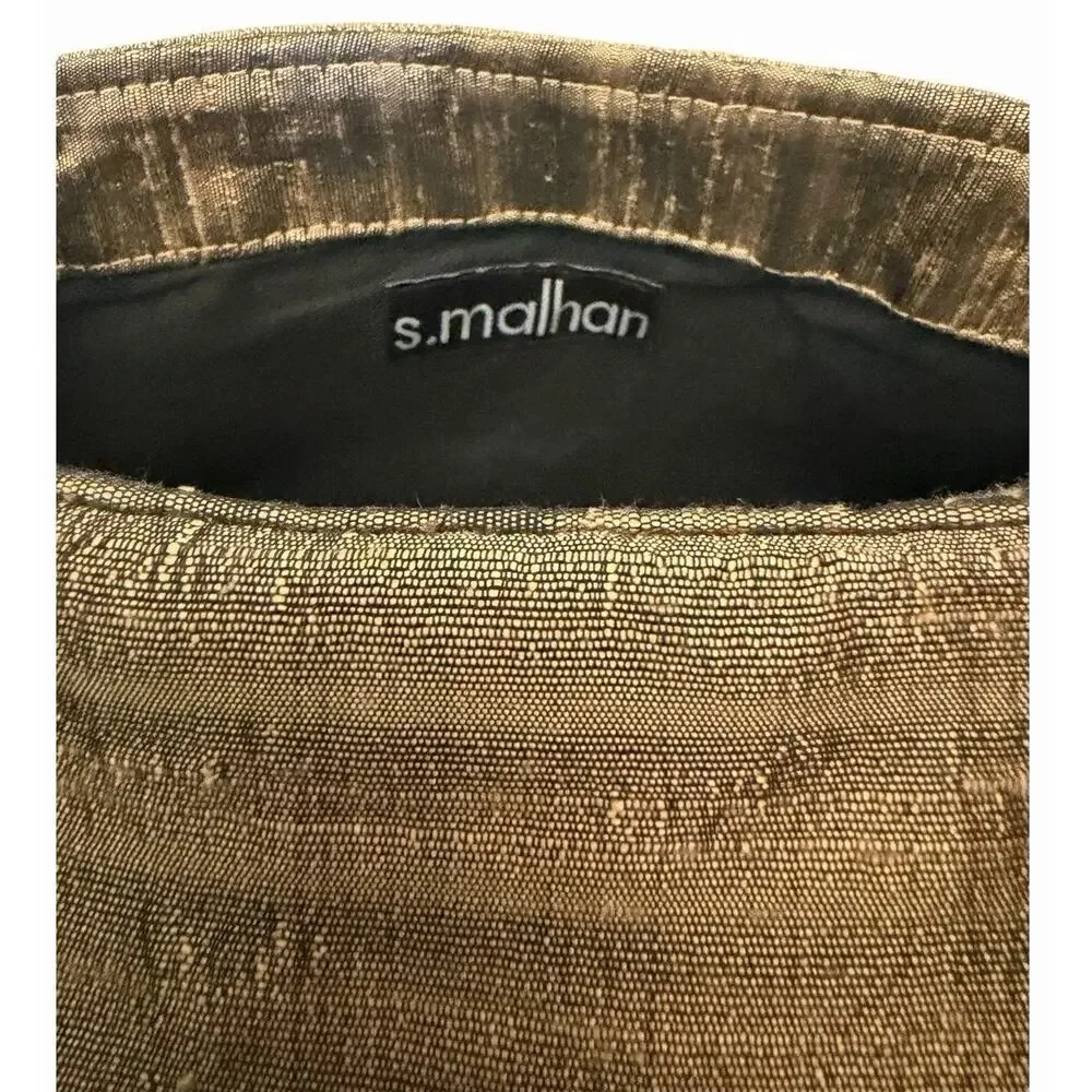 S Malhan Bronze Metallic Evening Clutch Wristlet Formal Party Handbag